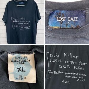LOST DAZE CA $300 Psycho Killer Talking Heads Tee Mens Black Vintage XL EUC